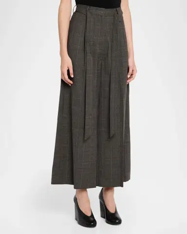 Simone Rocha Prince Of Wales Check Wool Wide-Leg Crop Trousers With Belt | Thumbnail 4 Simone Rocha Prince Of Wales Check Wool Wide-Leg Crop Trousers With Belt | Thumbnail 4
