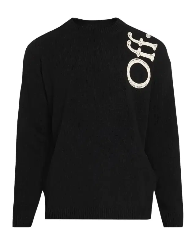 Off-White Vertical Bookish Knit Crewneck Sweater