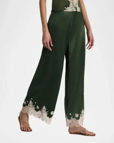 Alice + Olivia Athena Lace-Trim Satin Pants | Thumbnail 6