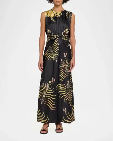 Saloni Gwen Printed Silk Dress | Thumbnail 2