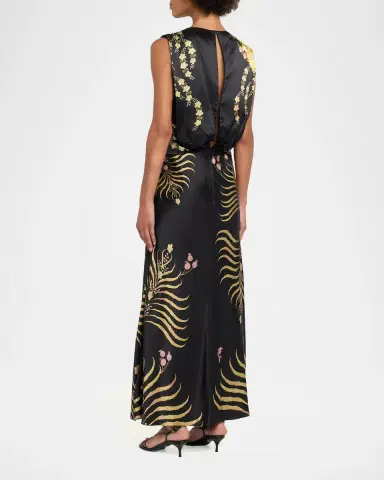 Saloni Gwen Printed Silk Dress | Thumbnail 3