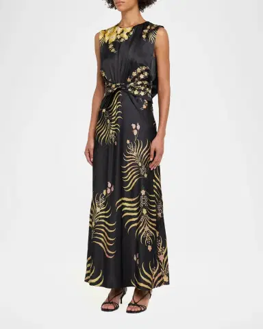 Saloni Gwen Printed Silk Dress | Thumbnail 4