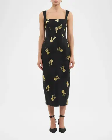 Rebecca Vallance Mariya Floral Jacquard Midi Dress | Thumbnail 2 Rebecca Vallance Mariya Floral Jacquard Midi Dress | Thumbnail 2