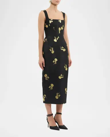 Rebecca Vallance Mariya Floral Jacquard Midi Dress | Thumbnail 4 Rebecca Vallance Mariya Floral Jacquard Midi Dress | Thumbnail 4