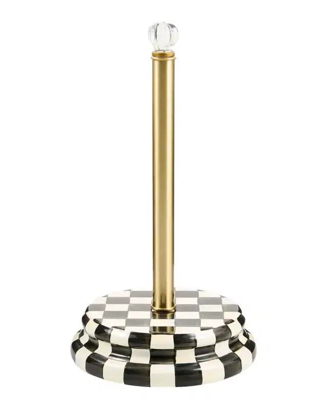 MacKenzie-Childs Courtly Check Stainless Steel & Glass Paper Towel Holder