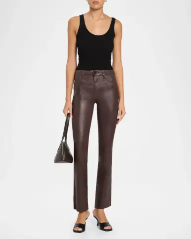 L'Agence Ruth High-Rise Coated Straight Raw Hem Jeans | Thumbnail 2 L'Agence Ruth High-Rise Coated Straight Raw Hem Jeans | Thumbnail 2
