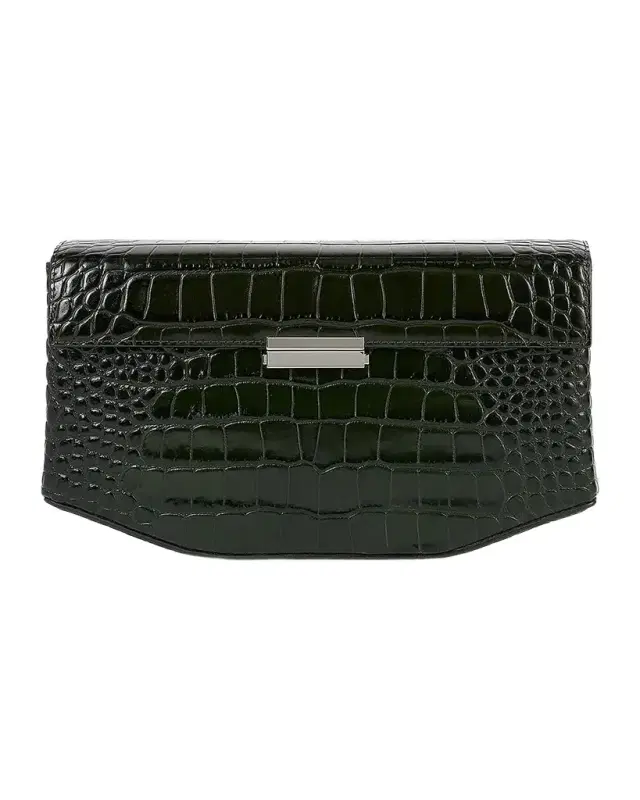 TOTEME Clip Croc-Embossed Leather Shoulder Bag