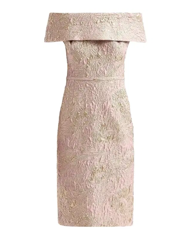 Metallic Jacquard Off-The-Shoulder Mini Dress