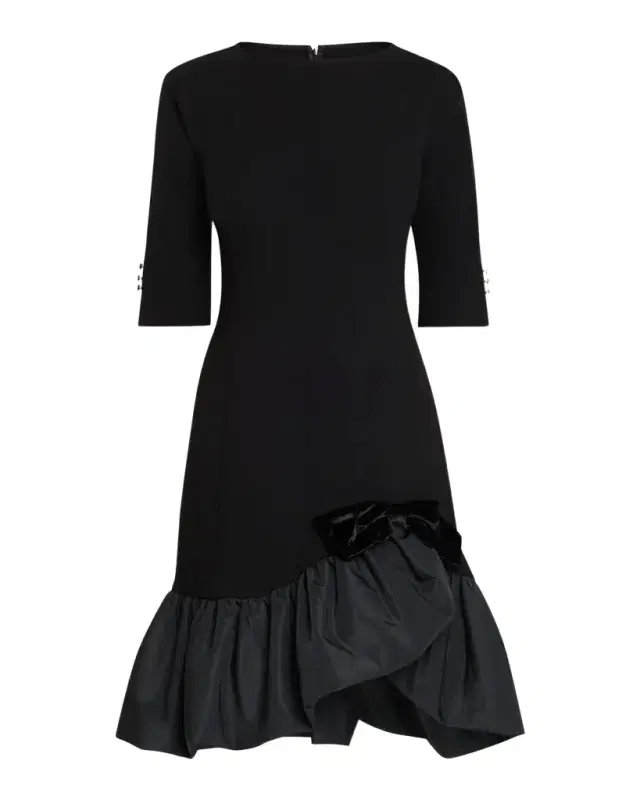 Taffeta Bubble-Hem Crepe Mini Dress