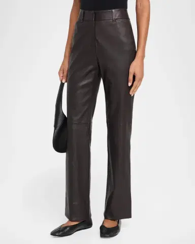 Lafayette 148 New York Bond Straight-Leg Leather Pants | Thumbnail 4