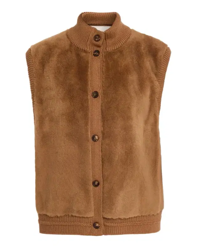 Lafayette 148 New York Button-Front Shearling Vest