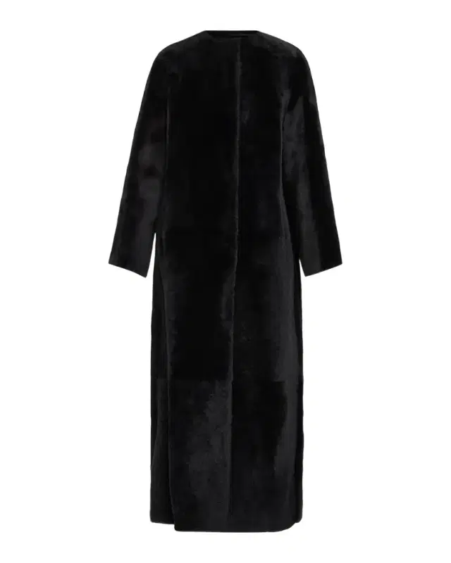 Manteau Lamb Shearling Collarless Long Coat