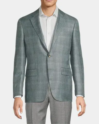 Canali Plaid Wool-Silk-Linen Sport Coat | Thumbnail 4
