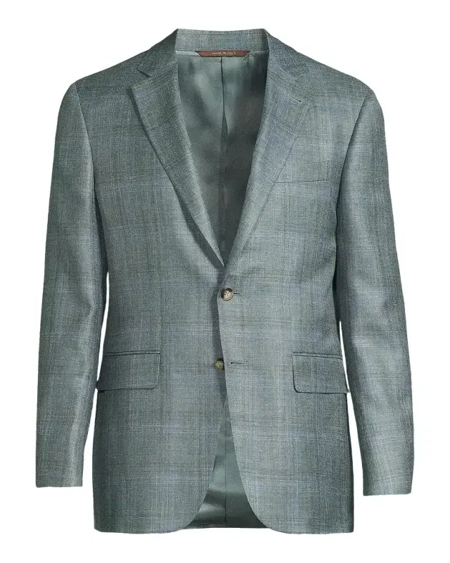 Canali Plaid Wool-Silk-Linen Sport Coat