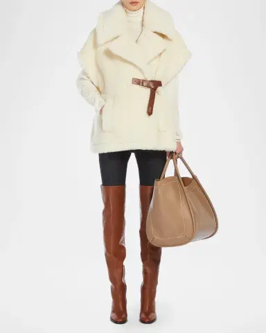 Max Mara Alpaca and Wool Teddy Cape | Thumbnail 2