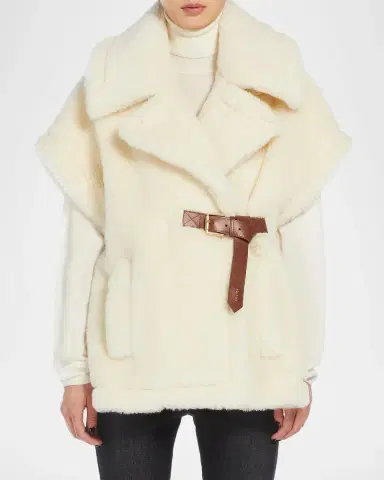 Max Mara Alpaca and Wool Teddy Cape | Thumbnail 4