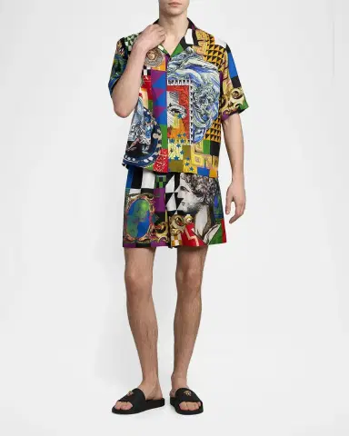 Versace Medusa Collage Silk Twill Shorts | Thumbnail 2