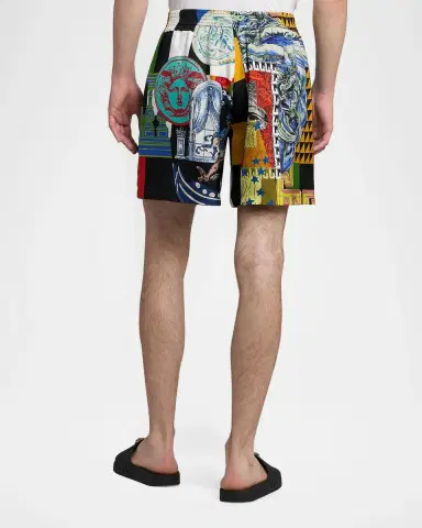 Versace Medusa Collage Silk Twill Shorts | Thumbnail 3