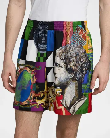 Versace Medusa Collage Silk Twill Shorts | Thumbnail 4