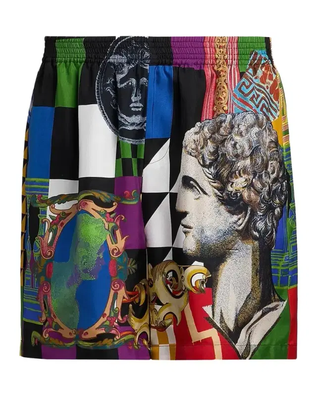 Versace Medusa Collage Silk Twill Shorts