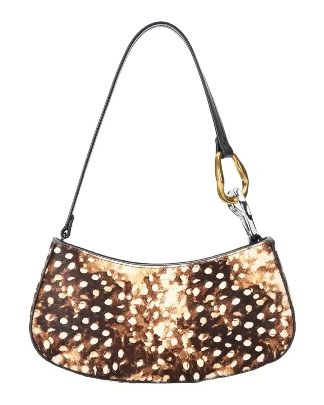 Staud Ollie Fawn-Print Calf Hair Shoulder Bag