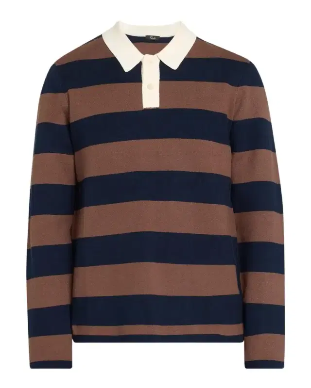 RAILS Men's Luther Striped Cotton Rugby Polo Sweater
