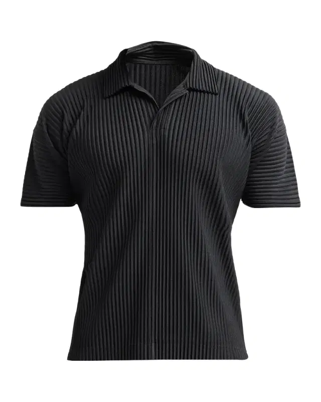Homme Plissé Issey Miyake Pleated Knit Polo Shirt