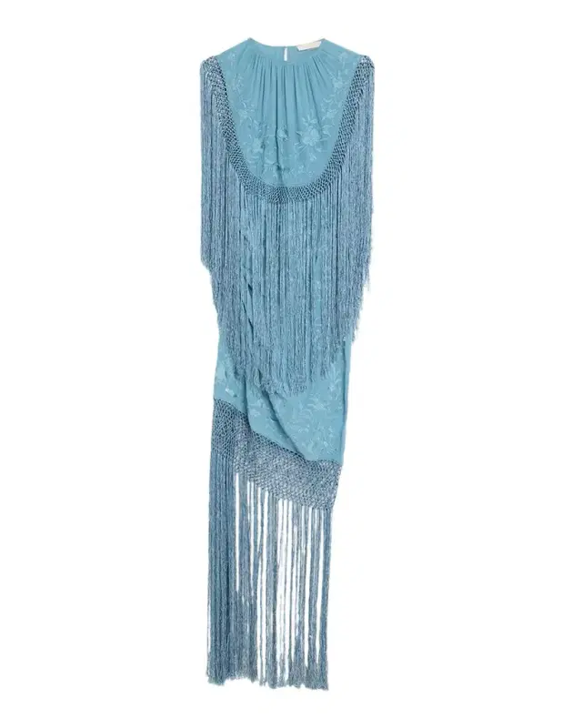 Ulla Johnson Nerine Floral Silk Fringe Dress