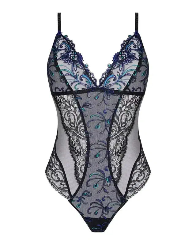 Embroidered Lace & Tulle Bodysuit
