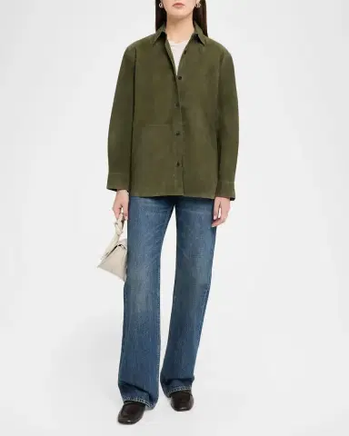 Theory Long-Sleeve Suede Menswear Shirt | Thumbnail 2 Theory Long-Sleeve Suede Menswear Shirt | Thumbnail 2