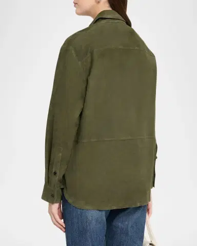 Theory Long-Sleeve Suede Menswear Shirt | Thumbnail 3 Theory Long-Sleeve Suede Menswear Shirt | Thumbnail 3