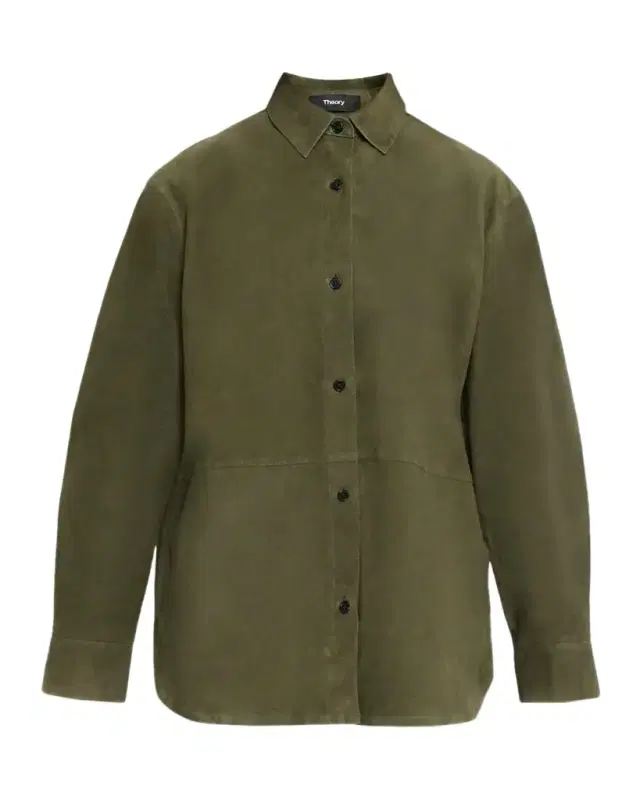 Theory Long-Sleeve Suede Menswear Shirt