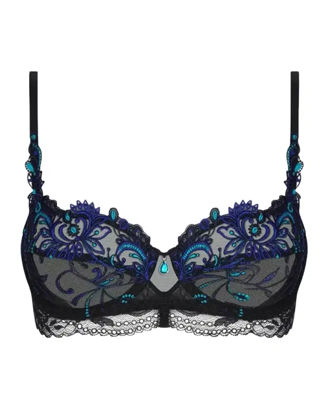 Embroidered Lace-Trim Demi Bra