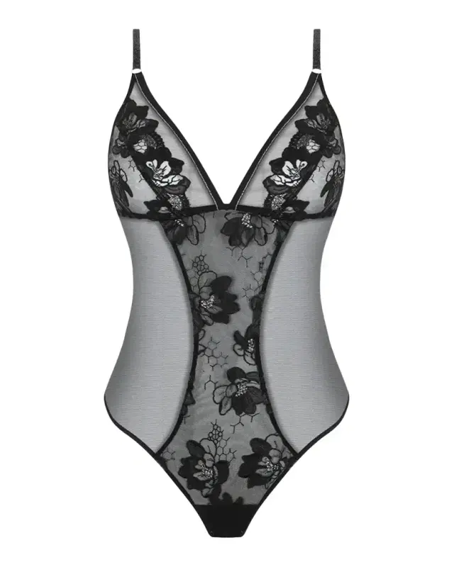 Cuir Sexy Couture Embroidered Tulle Bodysuit