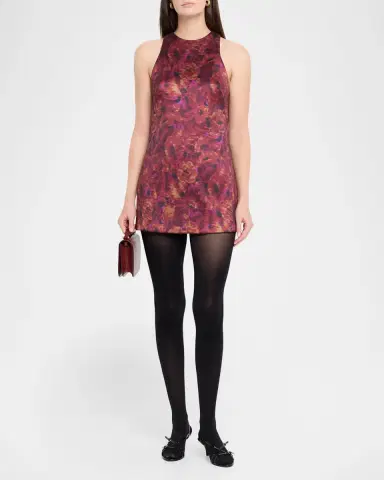 Brandon Maxwell Joelle Sleeveless Floral-Print Mini Dress | Thumbnail 2 Brandon Maxwell Joelle Sleeveless Floral-Print Mini Dress | Thumbnail 2