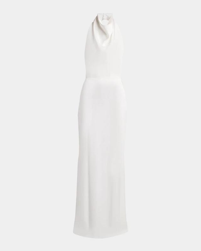 Givenchy Draped Halter Satin Trumpet Gown