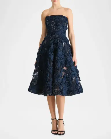 HELSI Florence Strapless Beaded Floral Mesh Gown | Thumbnail 2