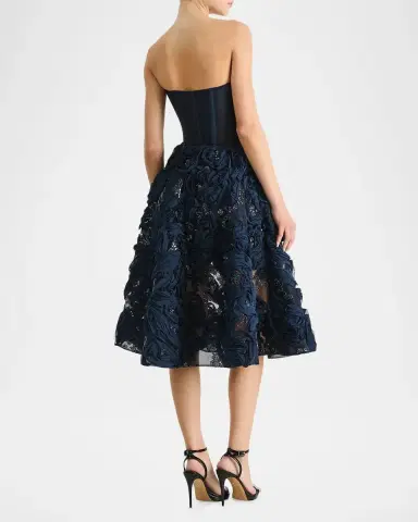 HELSI Florence Strapless Beaded Floral Mesh Gown | Thumbnail 3