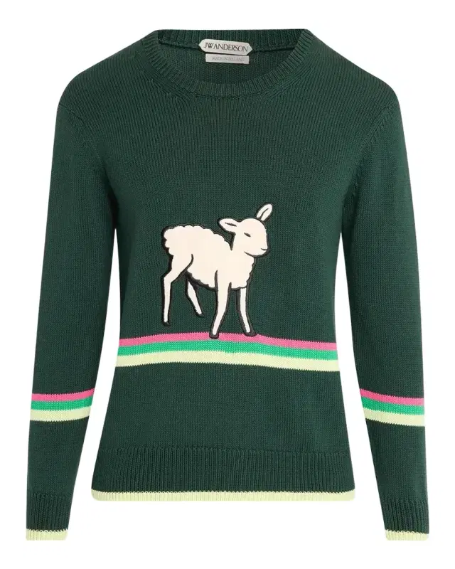 JW Anderson Men's Sheep Graphic Cotton Sweater