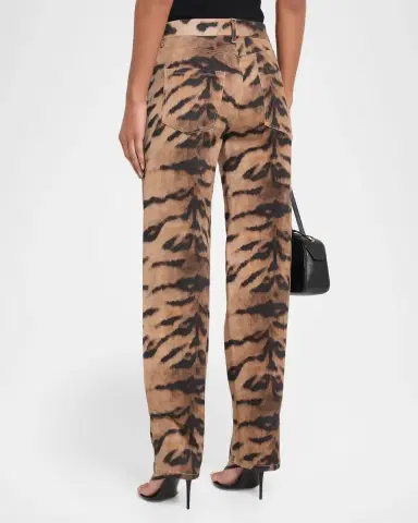 Kobi Halperin Hallie Tiger-Print Tapered Barrel-Leg Jeans | Thumbnail 3