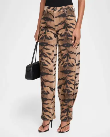 Kobi Halperin Hallie Tiger-Print Tapered Barrel-Leg Jeans | Thumbnail 4