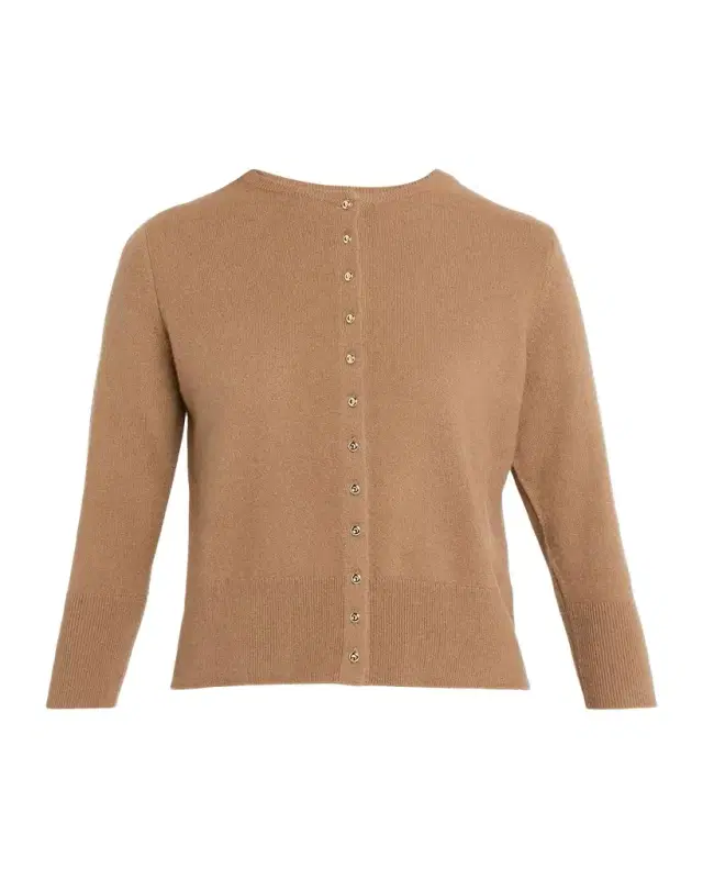 Metal Button Wool-Cashmere Cardigan