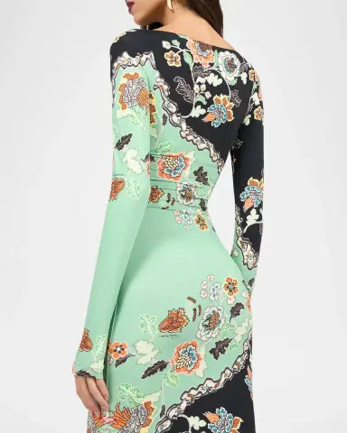 Roberto Cavalli Long-Sleeve Floral-Print Jersey Body-Con Maxi Dress | Thumbnail 5