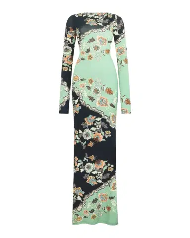 Roberto Cavalli Long-Sleeve Floral-Print Jersey Body-Con Maxi Dress | Thumbnail 1