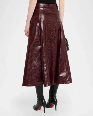 Cinq à Sept Tumbled Vegan Leather Midi Skirt | Thumbnail 3