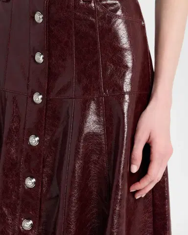 Cinq à Sept Tumbled Vegan Leather Midi Skirt | Thumbnail 5