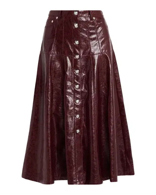 Cinq à Sept Tumbled Vegan Leather Midi Skirt