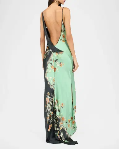 Roberto Cavalli Floral Satin Backless Maxi Slip Dress | Thumbnail 3 Roberto Cavalli Floral Satin Backless Maxi Slip Dress | Thumbnail 3