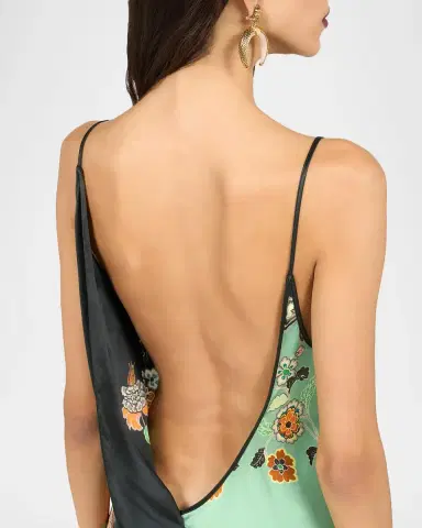 Roberto Cavalli Floral Satin Backless Maxi Slip Dress | Thumbnail 5 Roberto Cavalli Floral Satin Backless Maxi Slip Dress | Thumbnail 5