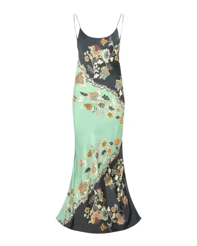 Floral Satin Backless Maxi Slip Dress
